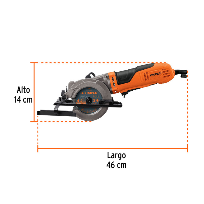 Sierra circular compacta 4-1/2' 420 W, profesional, Truper Código: 100123
