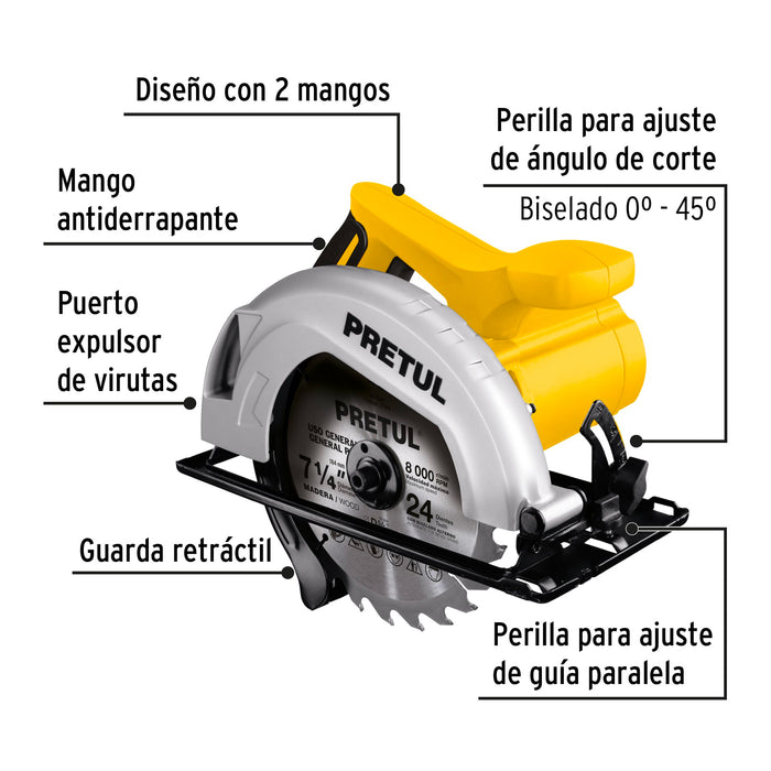 Sierra circular 7-1/4' 1200 W, Pretul Código: 27098