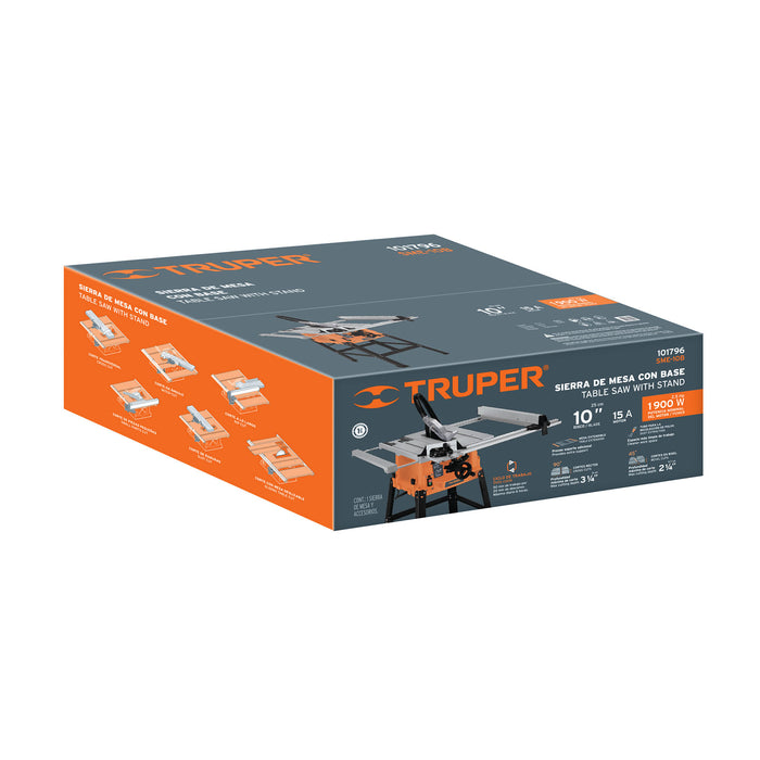 Sierra de mesa 10', 2-1/2 HP (1900 W), con base, Truper 101796 SME-10B