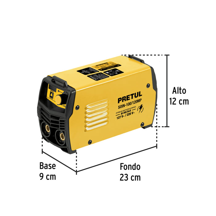 Mini soldadora inversora bi-voltaje 120 A, 127/220V, Pretul Código: 28156