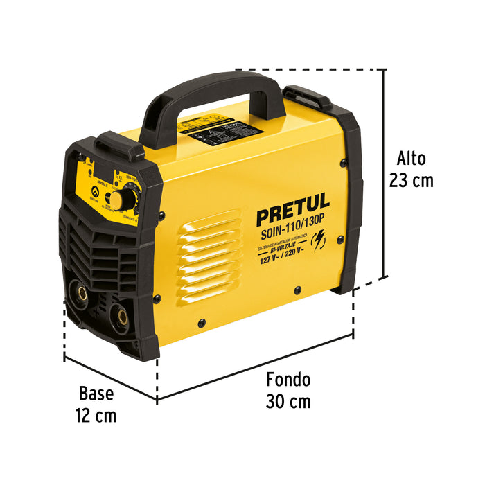 Soldadora inversora, 130A, Bi-voltaje 127/220V, Pretul Código: 29959