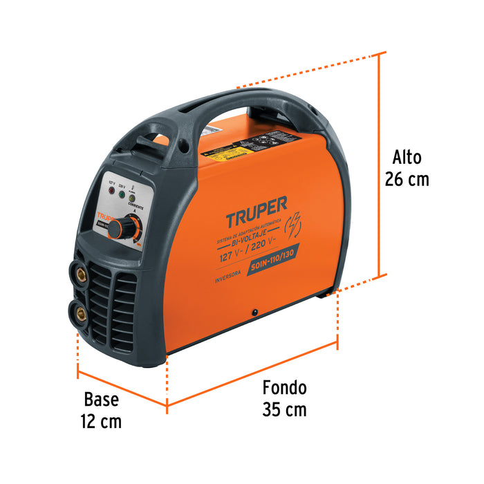 Soldadora inversora bi-voltaje 130 A, 127 V/220 V, Truper Código: 11787