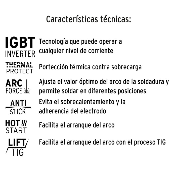 Soldadora inversora, 160 A, Bi-voltaje 127/220 V, Pretul Código: 29960
