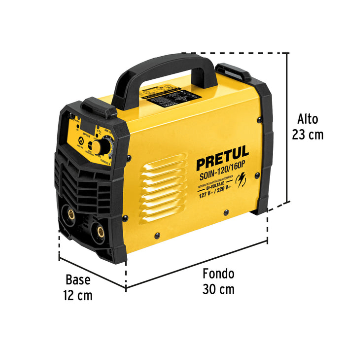 Soldadora inversora, 160 A, Bi-voltaje 127/220 V, Pretul Código: 29960