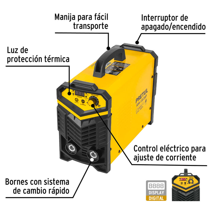 Soldadora inversora bi-voltaje 200 A, 127 V/220 V, Pretul Códgio: 27282