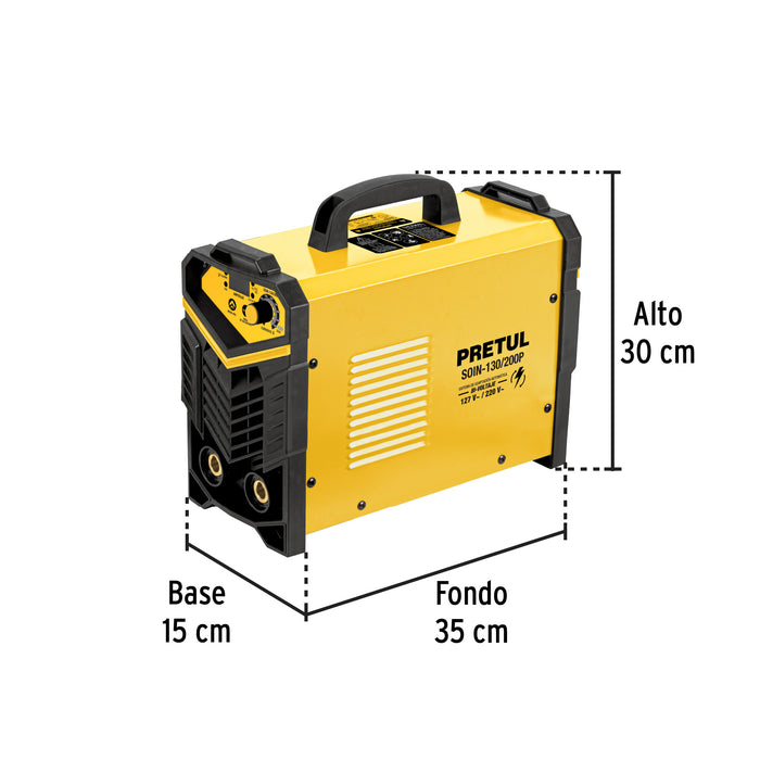 Soldadora inversora bi-voltaje 200 A, 127 V/220 V, Pretul Códgio: 27282