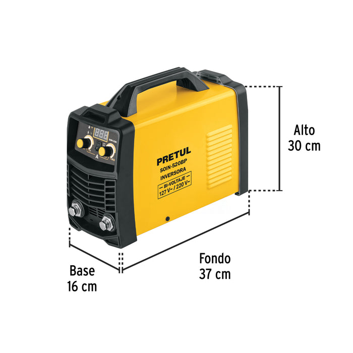 Soldadora inversora 200 A, Bi-Voltaje 29072 (SOIN-520BP)