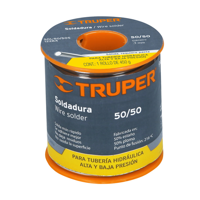 Soldadura sólida 50/50 para tubería hidráulica, 450 g Código: 12284