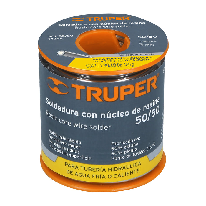 Soldadura con núcleo resina 50/50, tubería hidráulica, 450 g Código: 14365