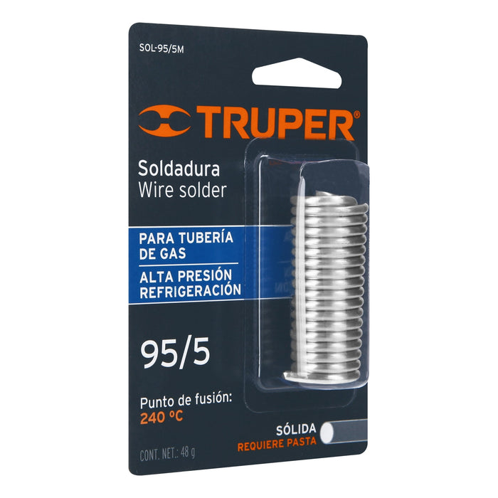 Mini soldadura sólida 95/5 para tubería de gas, 48 g Código: 13289