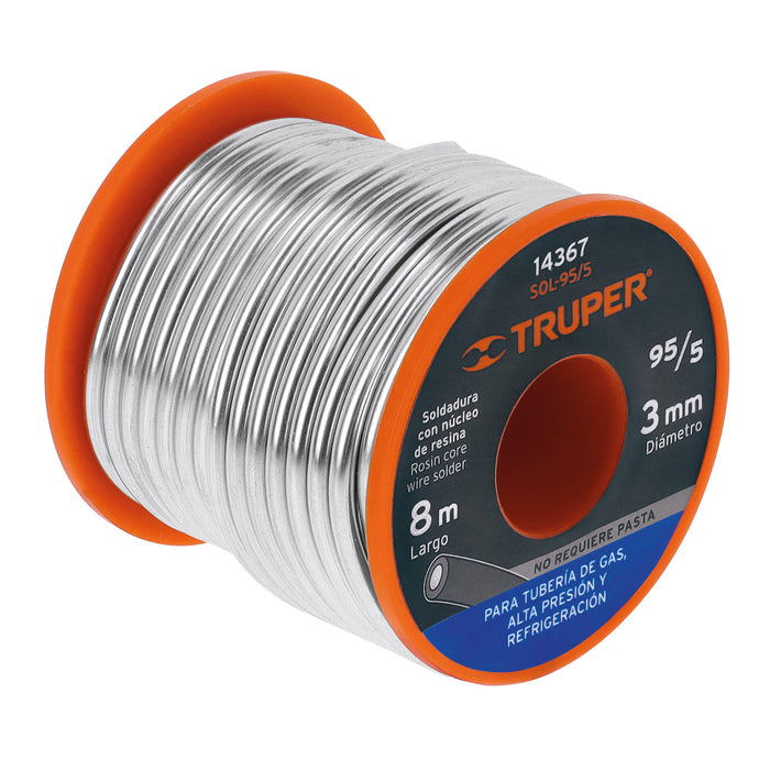 Soldadura con núcleo resina 95/5, tubería de gas, 450 g Código: 14367