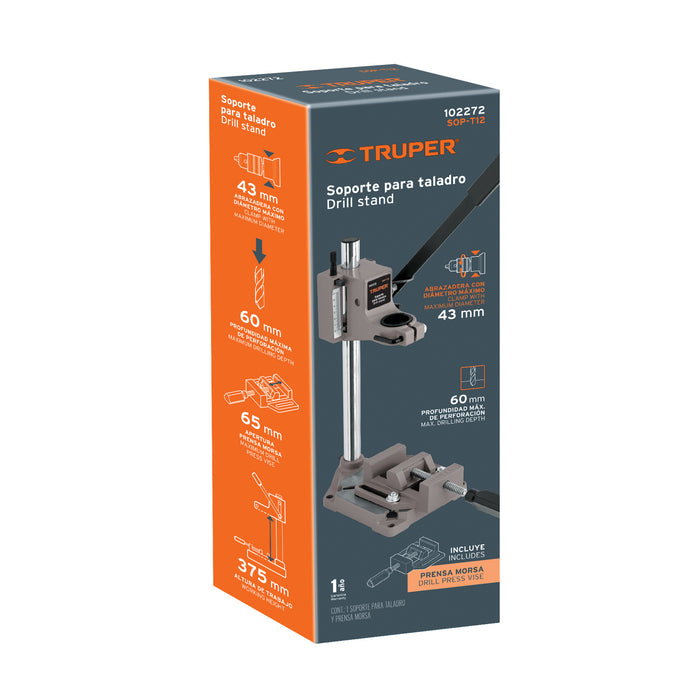 Soporte vertical para taladro 3/8'-1/2', Truper 102272 SOP-T12