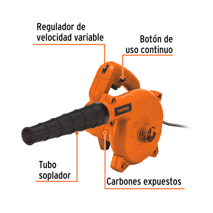 Sopladora/Aspiradora eléctrica 650 W, Truper 103019 SOPLA-650