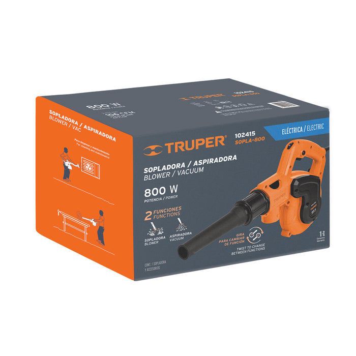Sopladora/Aspiradora eléctrica 800 W, Truper 102415 SOPLA-800