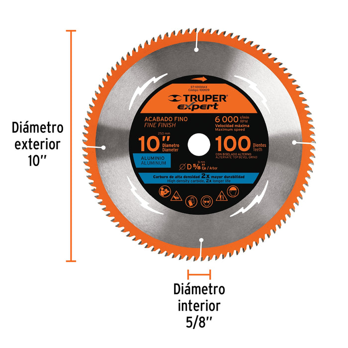 Disco sierra 10' para aluminio, 100 dientes centro 5/8' 18313 ST-10100A