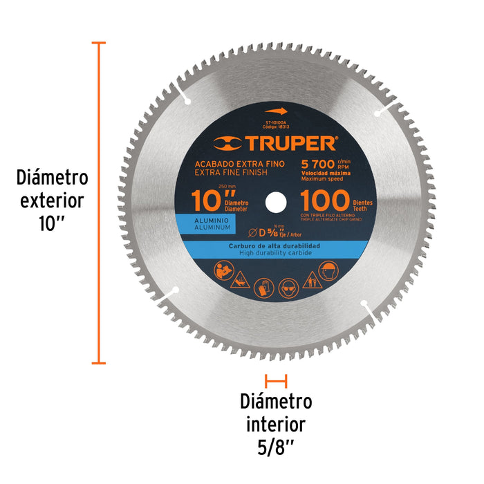 Disco sierra 10' para aluminio, 100 dientes centro 5/8' 18313 ST-10100A