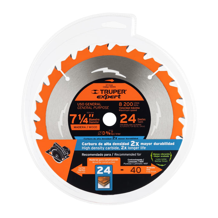 Disco sierra 7- 1/4' para madera, 24 dientes centro 5/8' 18300 ST-724