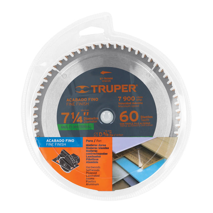 Disco sierra 7-1/4' multimaterial, 60 dientes centro  5/8' 103035 ST-760MM