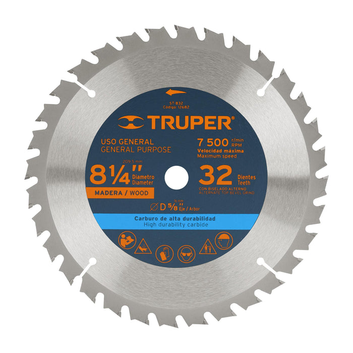 Disco sierra 8-1/4' para madera, 32 dientes centro 5/8' 12682 ST-832