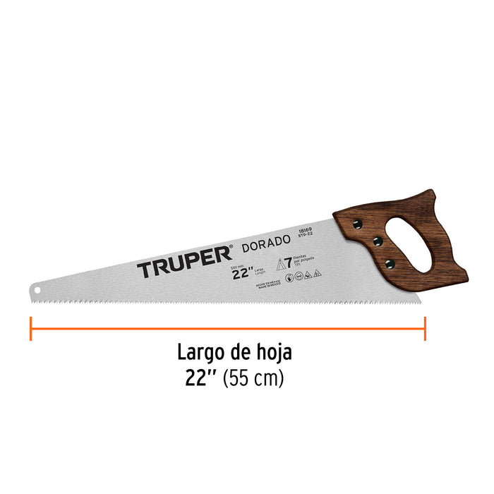 Serrucho 22' Dorado, 7 DPP, Truper Código: 18169
