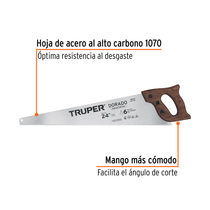 Serrucho 24' Dorado, 6 DPP, Truper Código: 18170