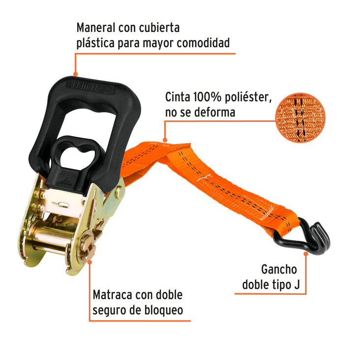 Juego de 4 sujetadores con matraca carga máxima 1000 kg 101741 SU-1000C4