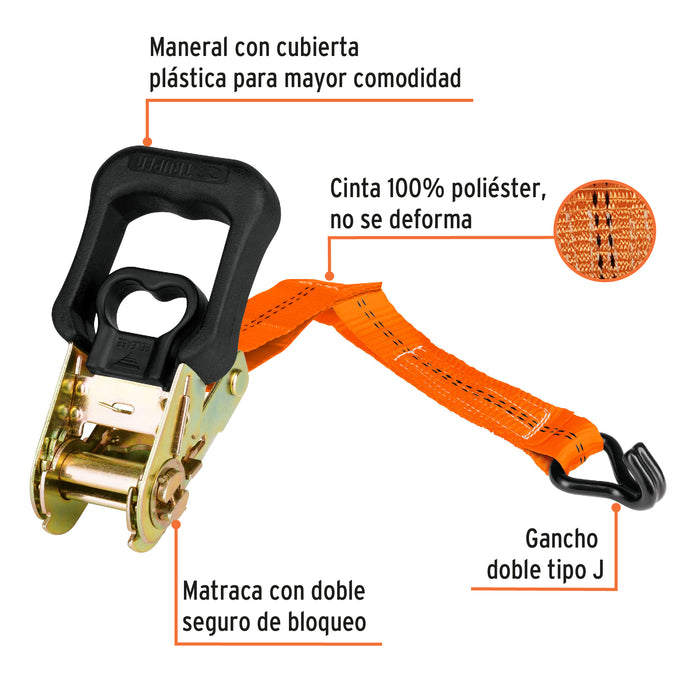 Juego de 2 sujetadores con matraca carga máxima 1000 kg 19285 SU-1000C