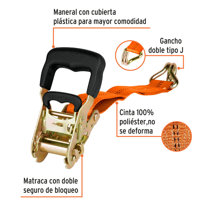 Sujetador con matraca carga máxima 2250 kg, Truper 19283 SU-2250C