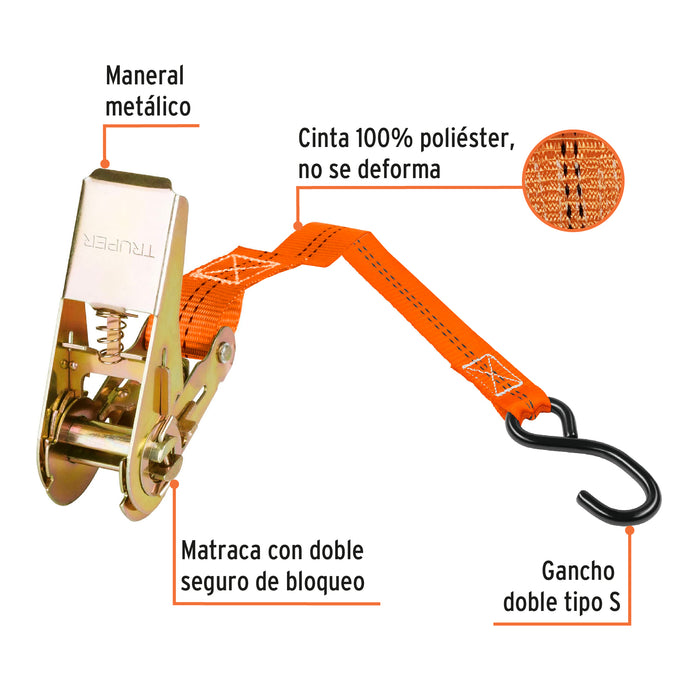 Juego de 2 sujetadores con matraca, carga máxima 408 kg 101739 SU-400R