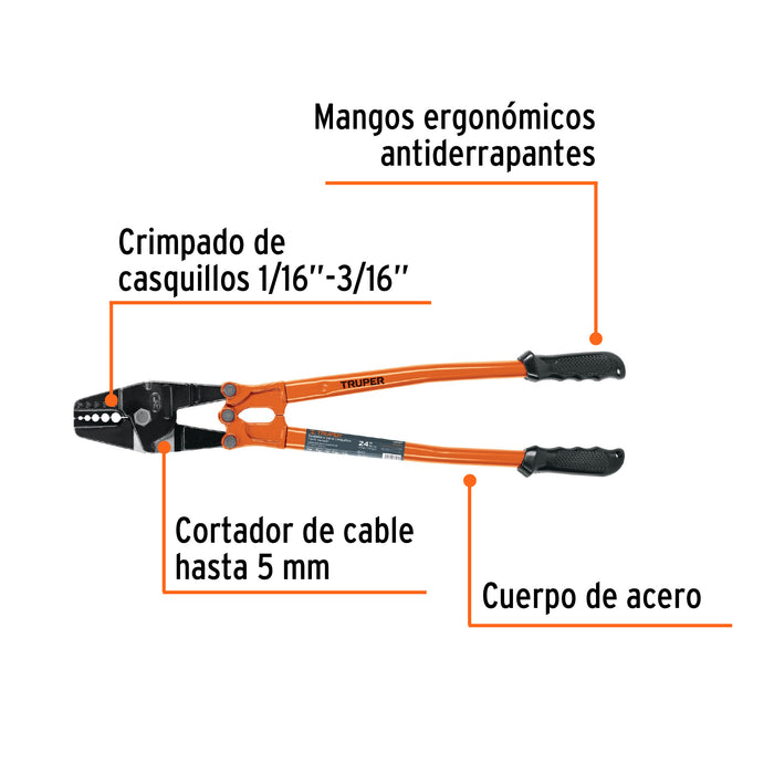 Suajadora 24' para casquillos con cortador de cable, Truper 102487 SUCA-24