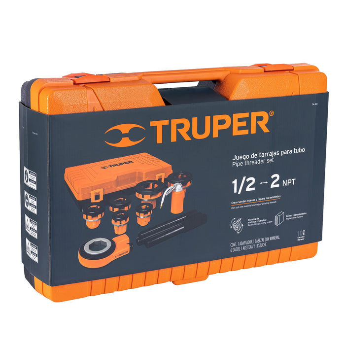 Juego de 4 tarrajas para tubo de 1/2' a 1', Truper 13070 TA-850