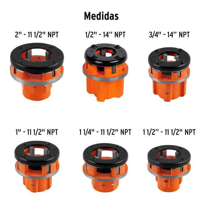 Juego de 9 tarrajas para tubo de 1/2' a 2', Truper 13071 TA-851