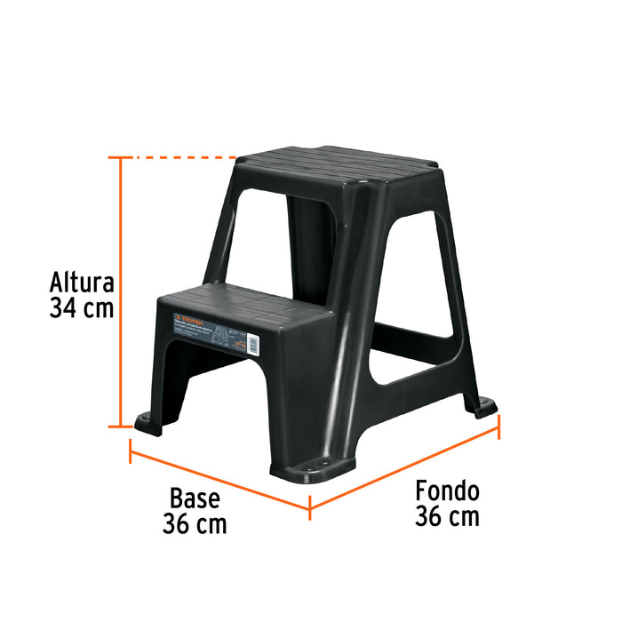 Taburete ligero de plástico, 2 peldaños 103020 TABU-2L