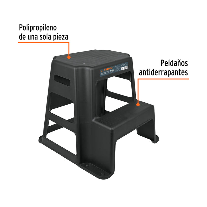 Taburete de 2 peldaños, Truper 10499 TABU-2