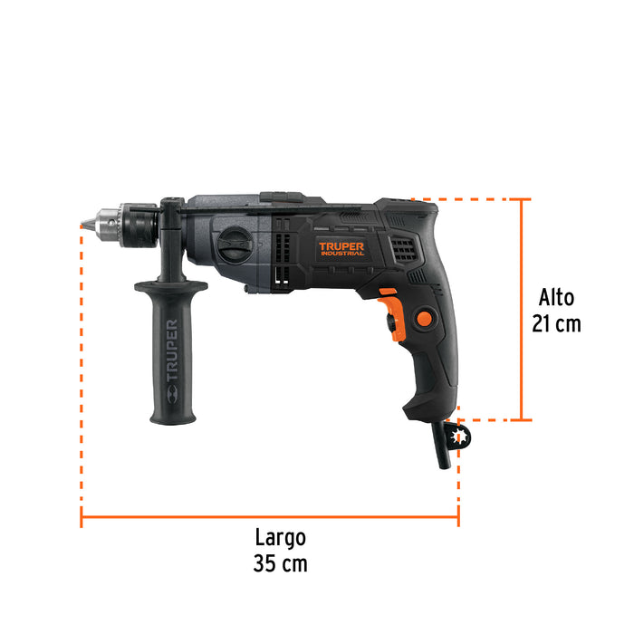 Taladro 1/2' 800 W dos velocidades, industrial, Truper Código: 103068
