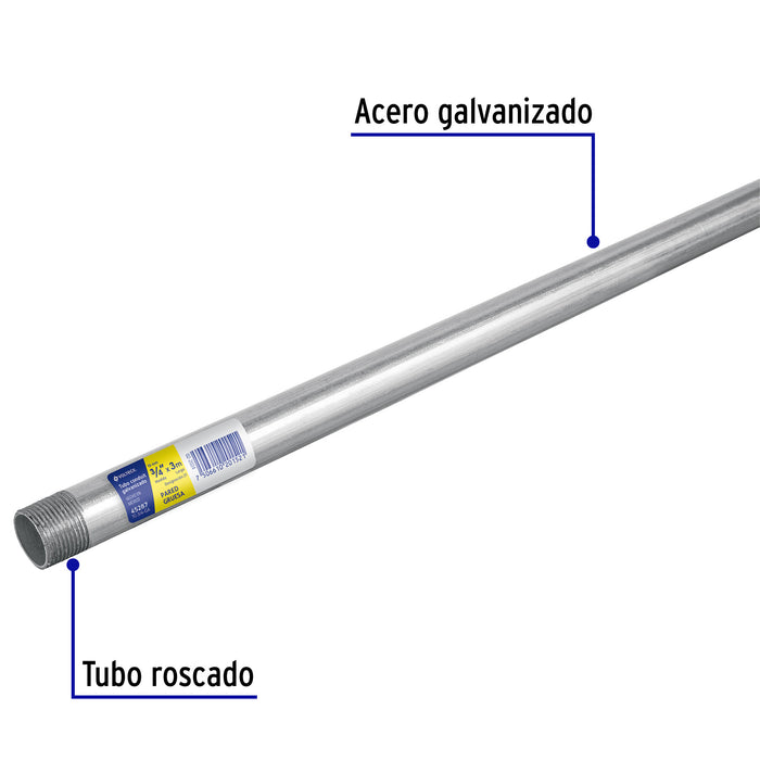 Tubo Conduit 3/4' galvanizado 3 m pared gruesa, et. Amarilla 45287