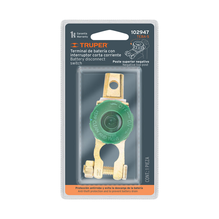 Terminal p/batería con interruptor switch, Truper 102947 TEBA-5