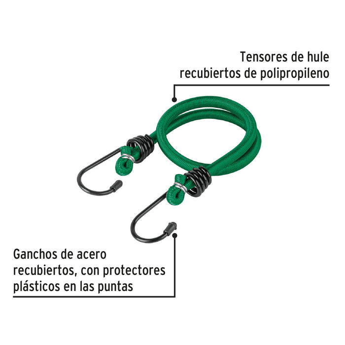 Bolsa con 2 tensores elásticos verdes de 45 cm, Pretul 25091 TENS-2C