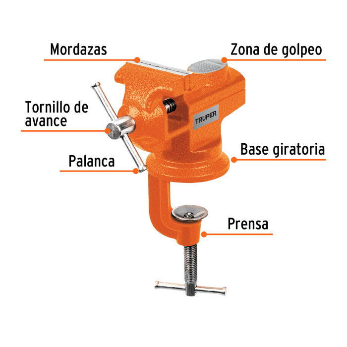 Tornillo de banco 2.5' para joyero, Truper Código: 103319