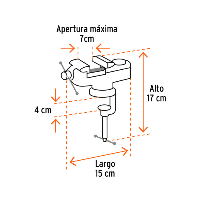 Tornillo de banco 2.5' para joyero, Truper Código: 103319