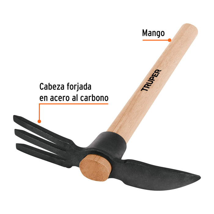 Rastrillo-pico, mango de madera 14', Truper 19647 TJA-1