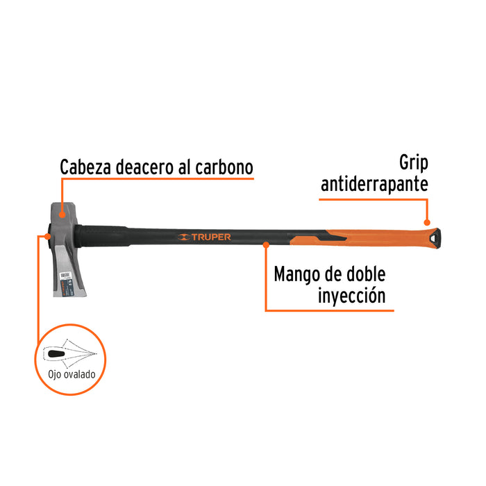 Hacha para rajar madera 8 lbs, mango fibra de vidrio 36' 11137 TJR-8FX