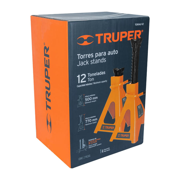 Caja con 2 torres de 12 ton para auto, Truper 14847 TORAU-12
