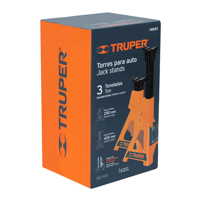 Caja con 2 torres de 3 ton para auto, Truper 14843 TORAU-3
