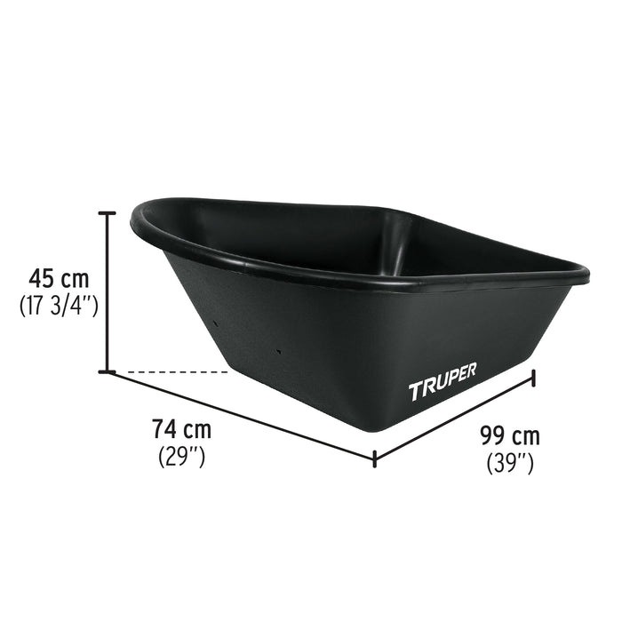 Carretilla concha plástica 6 ft3 Imponchable b/madera,Truper 10911 TP-6FF
