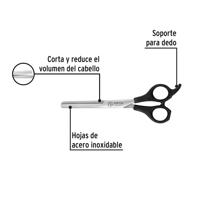 Tijera 6-1/2' acero inox p/estilista p/degrafilado, Pretul Código: 27087