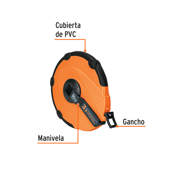 Cinta larga 50 m de fibra de vidrio, carcasa plástica 12640 TP50ME