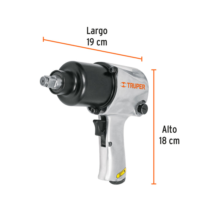 Llave de impacto neumática 1/2', industrial, Truper 11187 TPN-734H-2