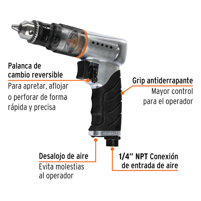 Taladro neumático reversible 3/8', Truper 19368 TPN-788RX