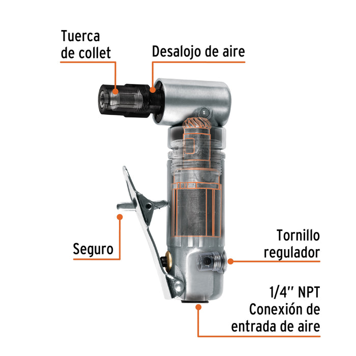 Rectificador neumático 1/4' angular, Truper 16886 TPN-875-2